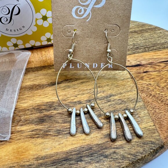 Plunder Design Jade Earrings: Hoop Style With Dangling Charms Lightweight NIB - Picture 2 of 5